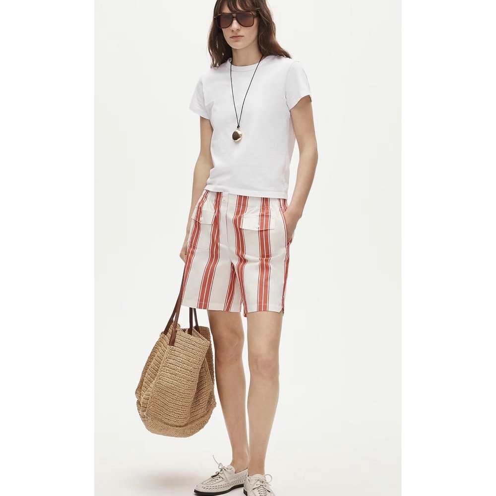 J CREW SIZE 6 Long boxer short in oxford stripe CV074